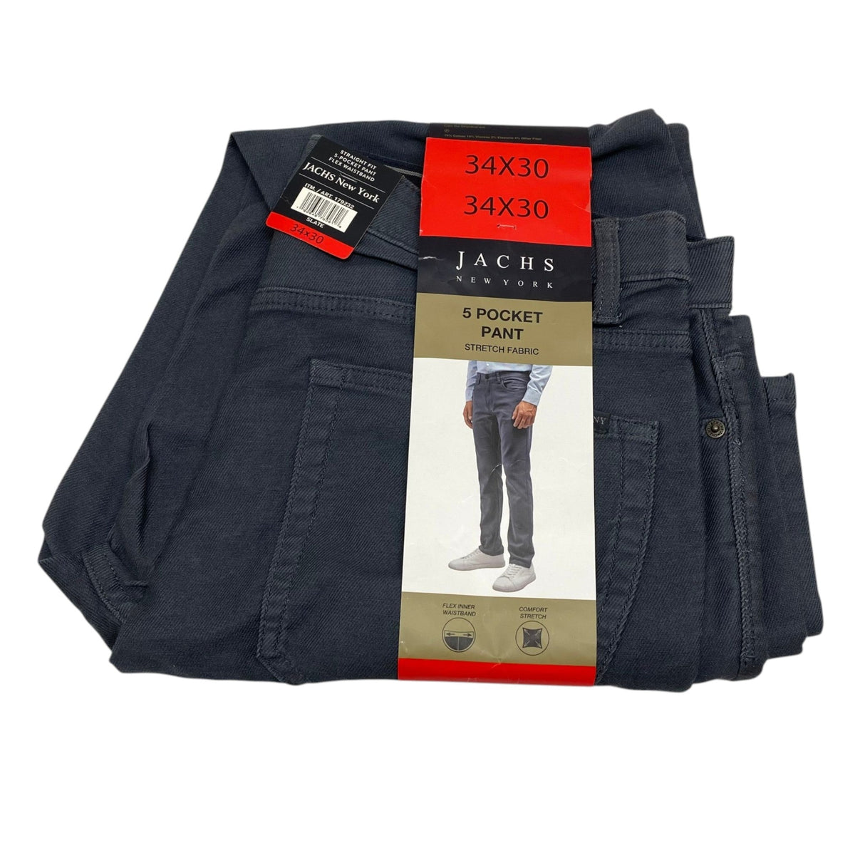 Jachs Men's Straight Fit 5 Pocket Pant - Slate SIZE - 34