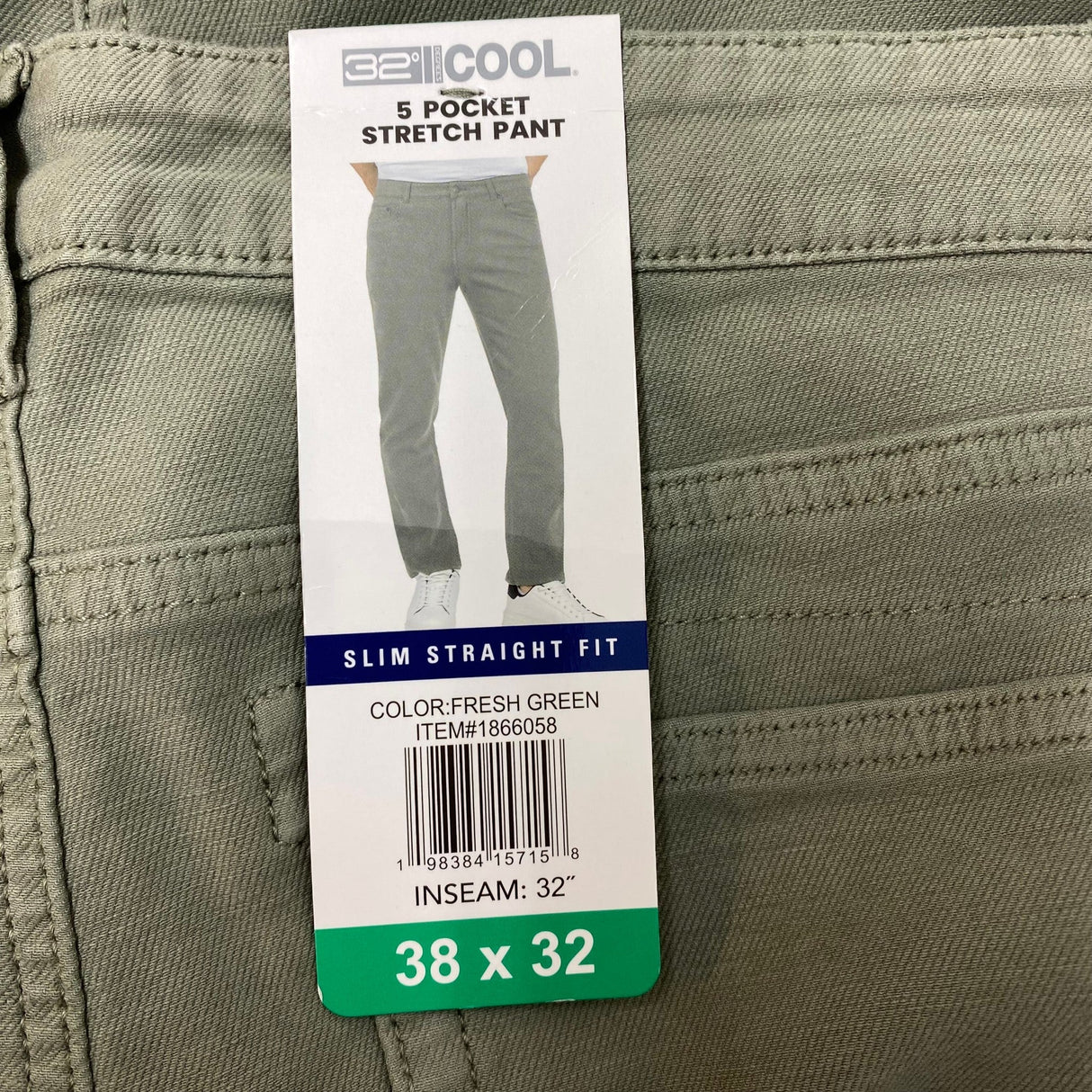 32 Degree Men's Slim Straight Fit Pant - Fresh Green SIZE - 38
