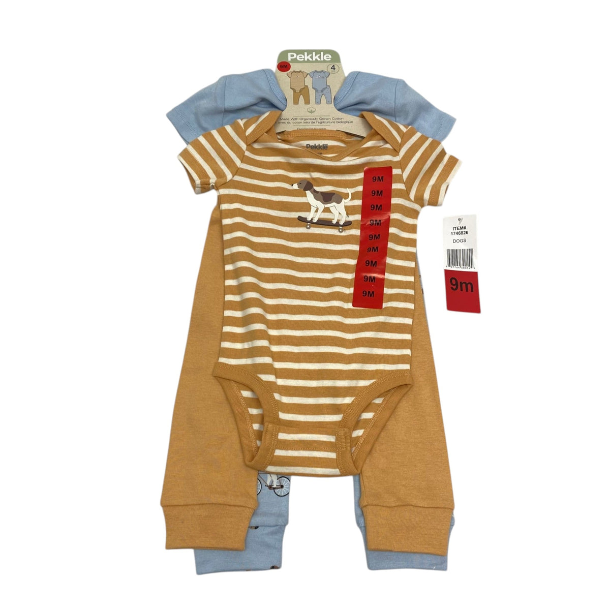 Pekkle Infant's 4 Piece Bodysuit and Leggings Set - Dogs - 9 Months