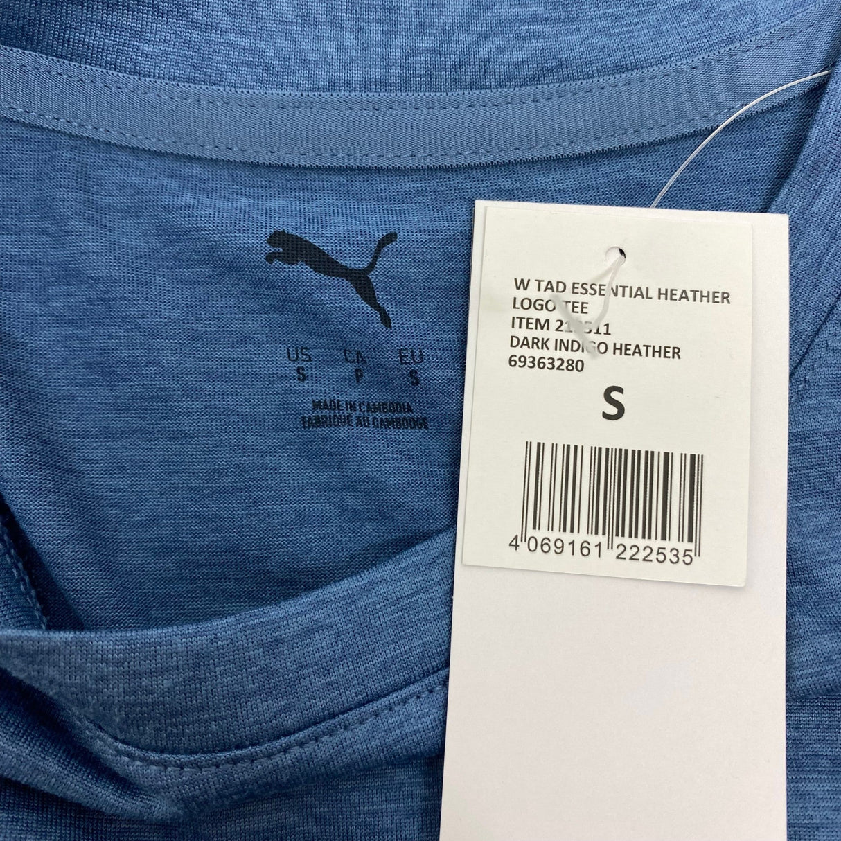 Puma Women's Tad Essential Heather Logo Tee - Dark Indigo Heather SIZE - Small
