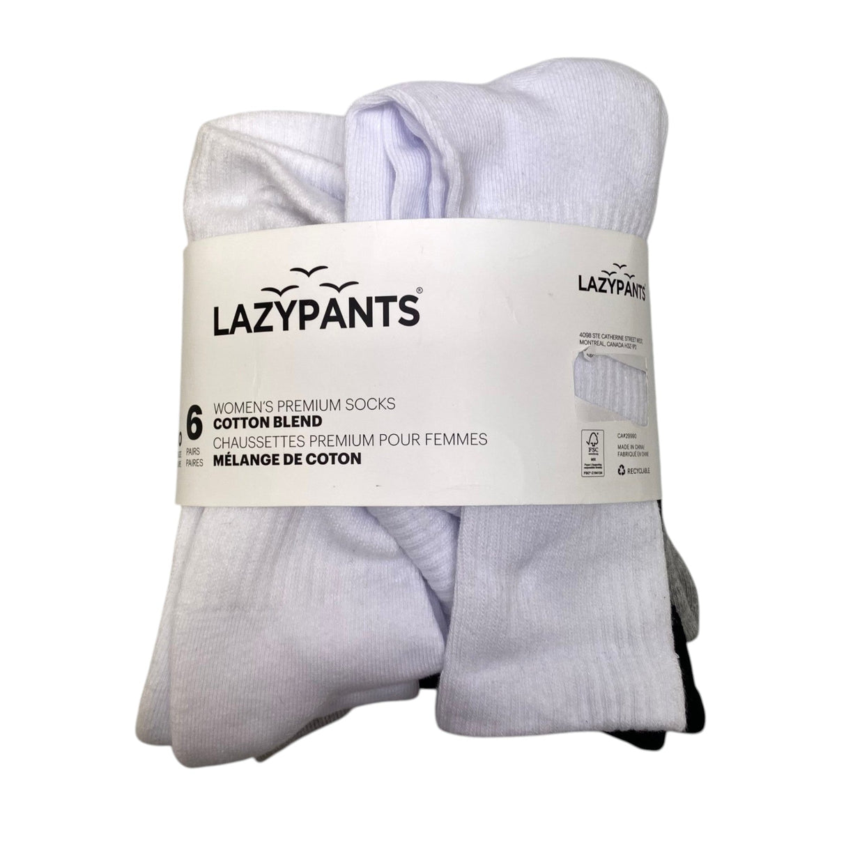 Lazypants Women's 6x Premium Crew Socks