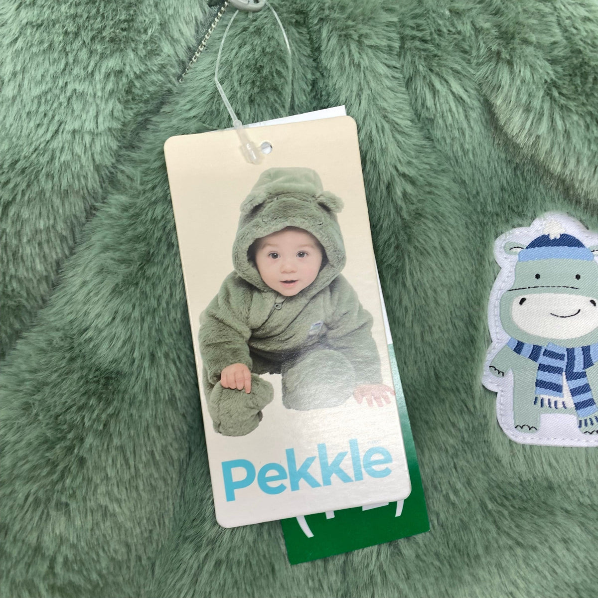 Pekkle Kid's Sleepsuit - Olive Hippo - Size 18 Months
