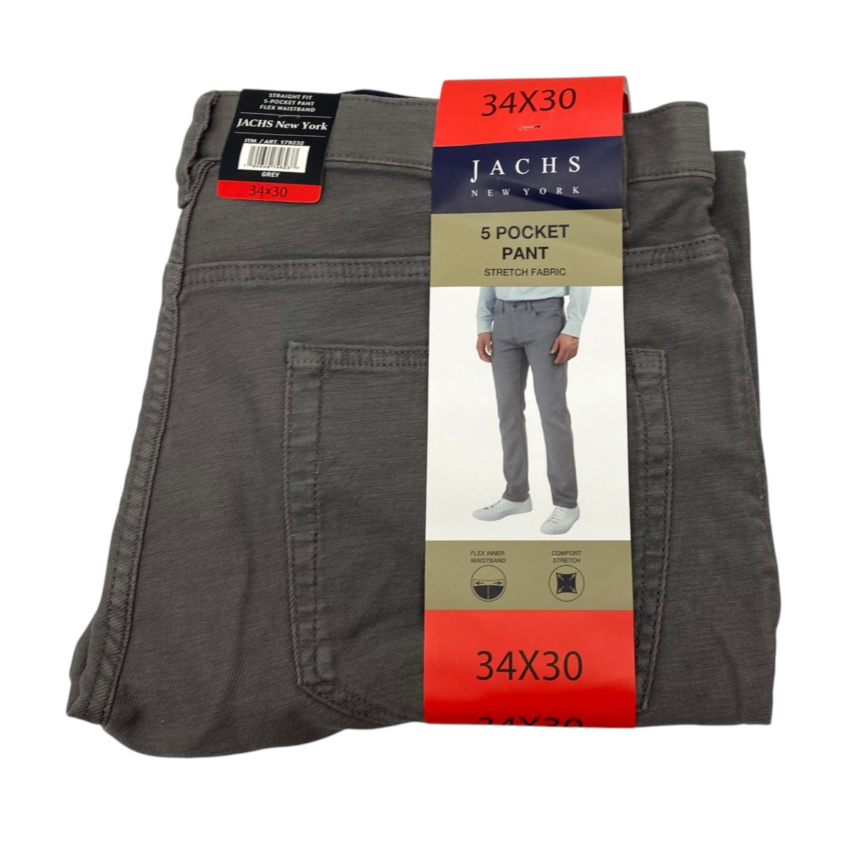 Jachs Men's Straight Fit Pants - Grey SIZE - 34