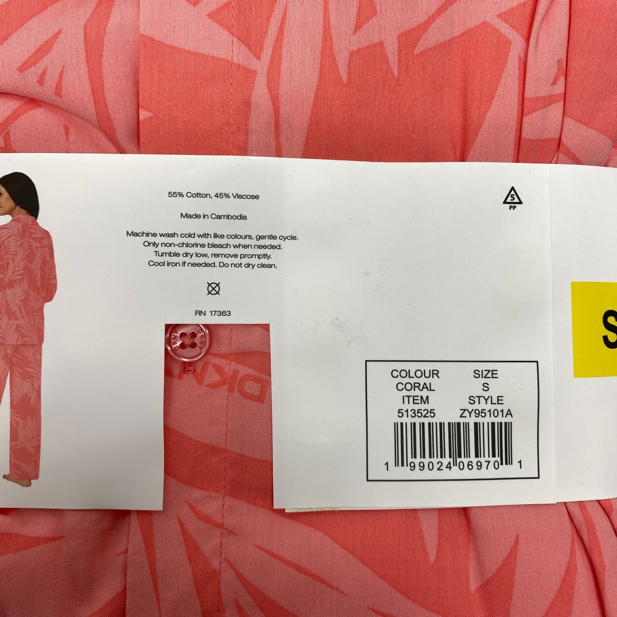 DKNY Women's 2 Piece Lightweight Woven Pyjama Set - Coral Floral SIZE - Small