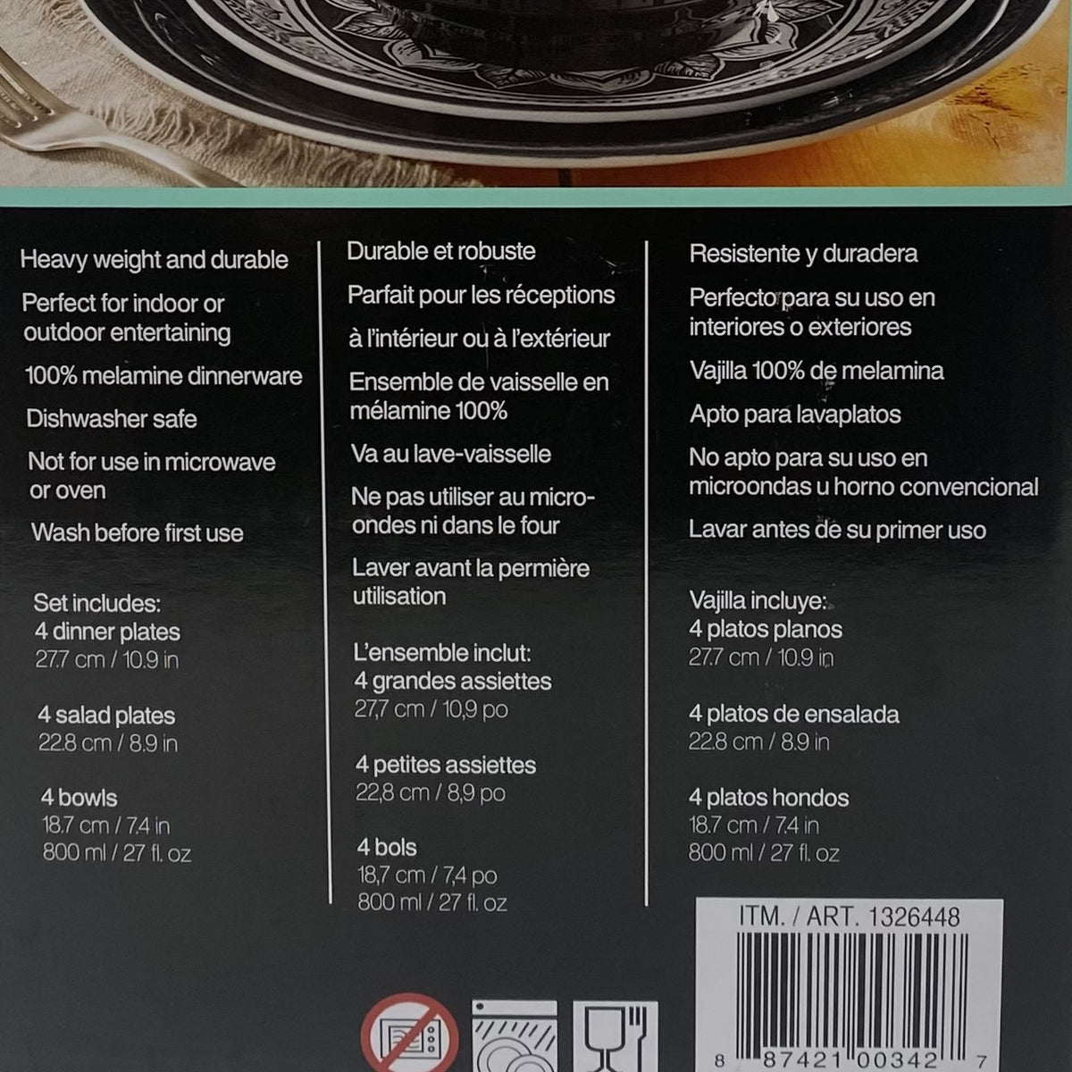 Pandex 8 Piece Melamine Dinner Set