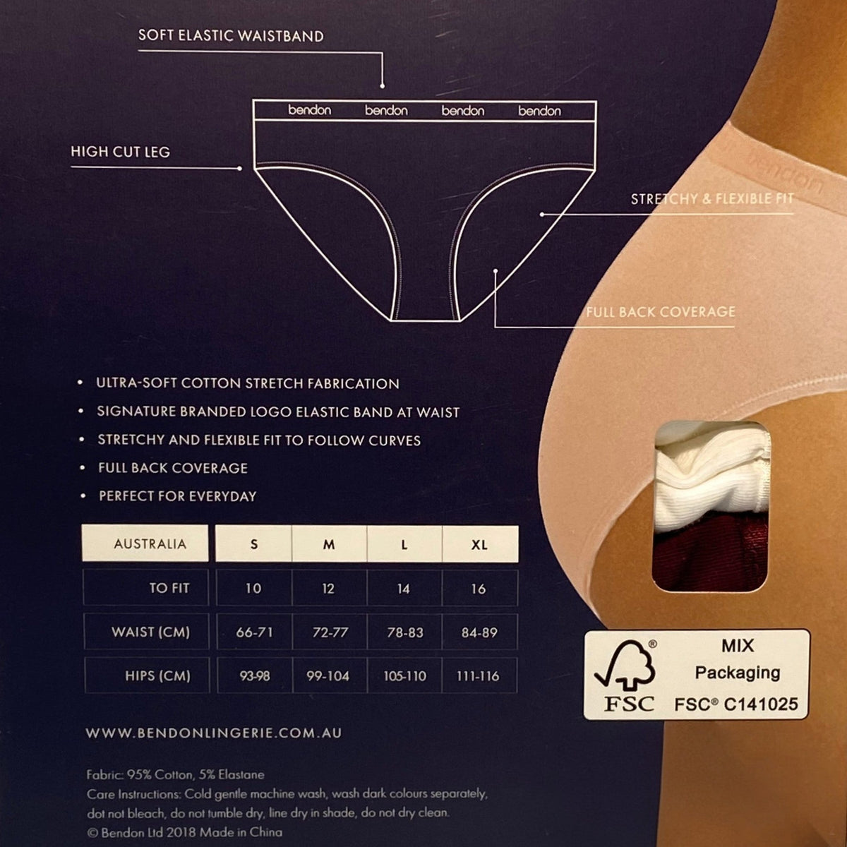Bendon Women's 5x Comfy Brief - Multicolour SIZE - Large