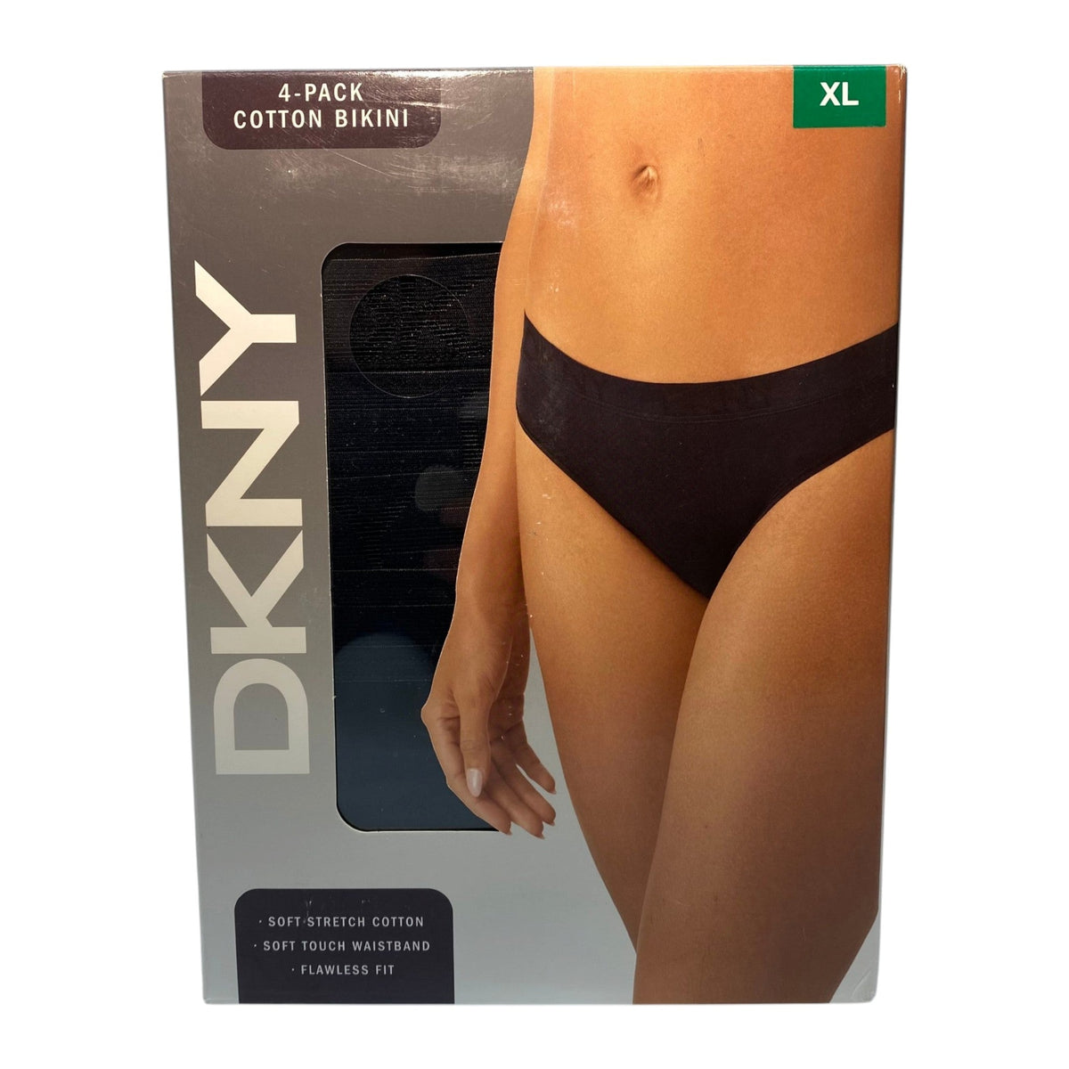 DKNY Women's 4x Cotton Bikini Brief - Black SIZE - Extra Large