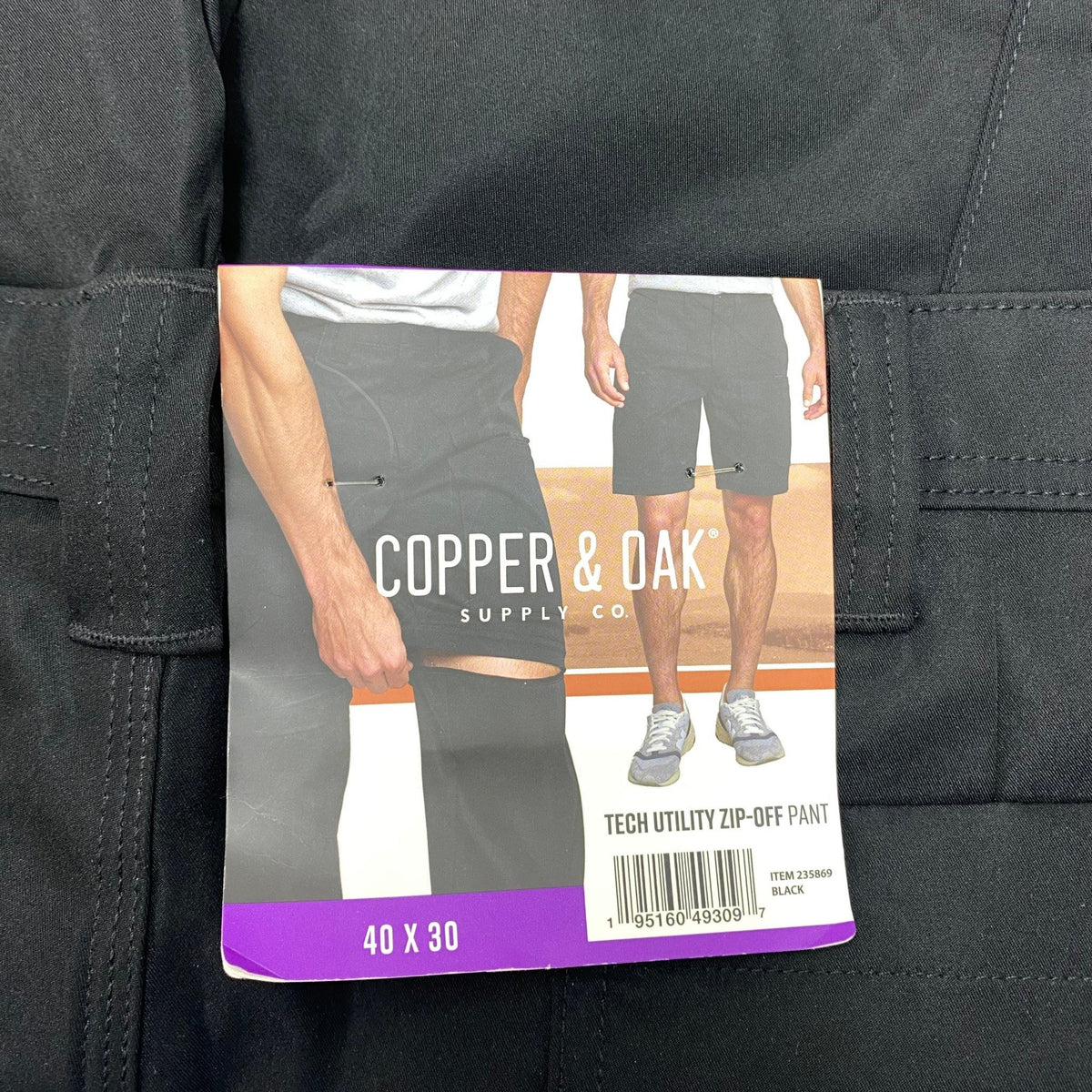 Copper & Oak Men's Tech Utility Zip-off Pant - 40 x 30 SIZE - 40