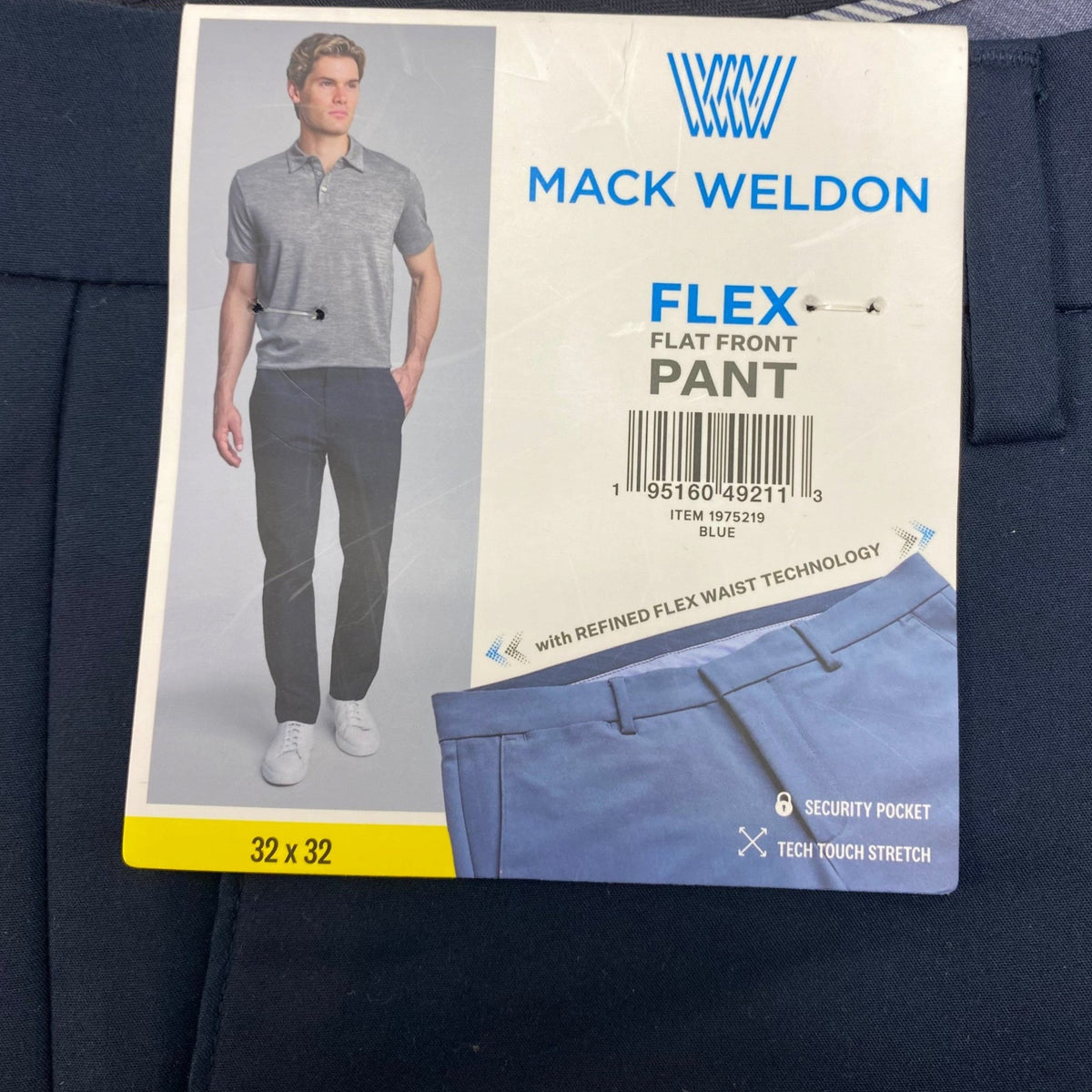 Mack Weldon Men's Flat Front Pant - Blue - 32 x 32 SIZE - 32
