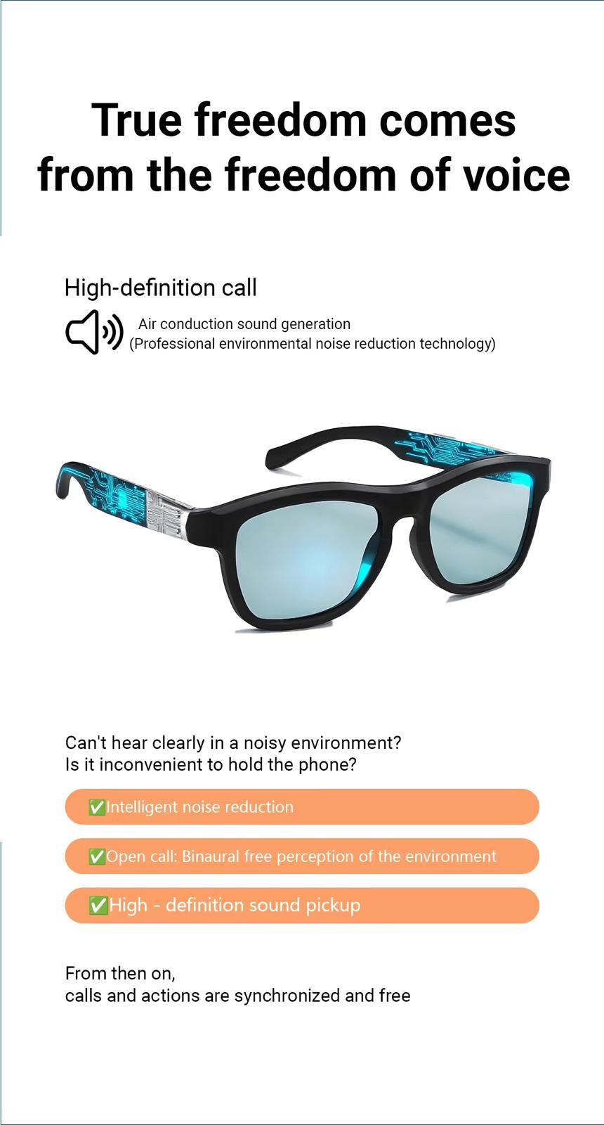 AI Intelligent Touch-Dimming Glasses with Built in Headphones GV90