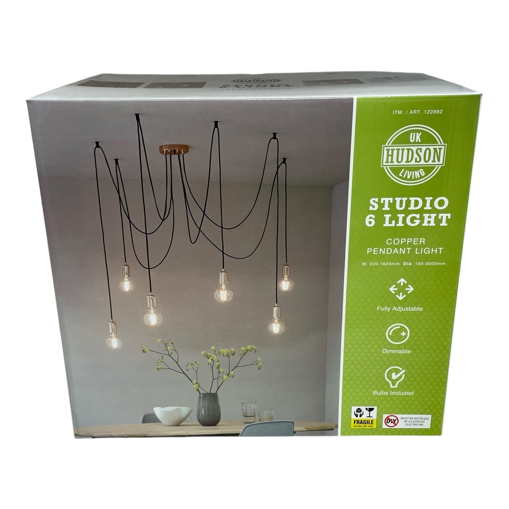 Hudson Living Studio LED Pendant Light Copper