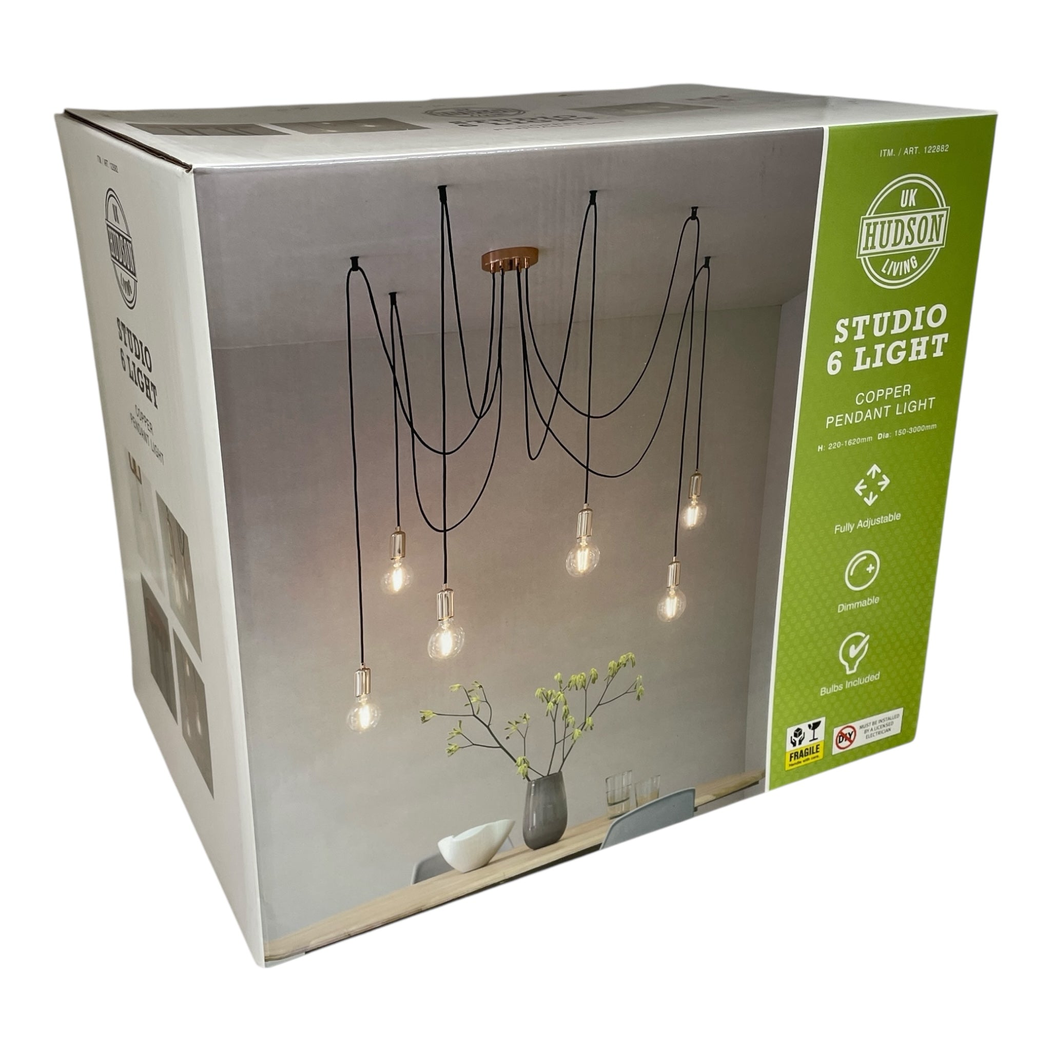 Hudson Living Studio LED Pendant Light Copper