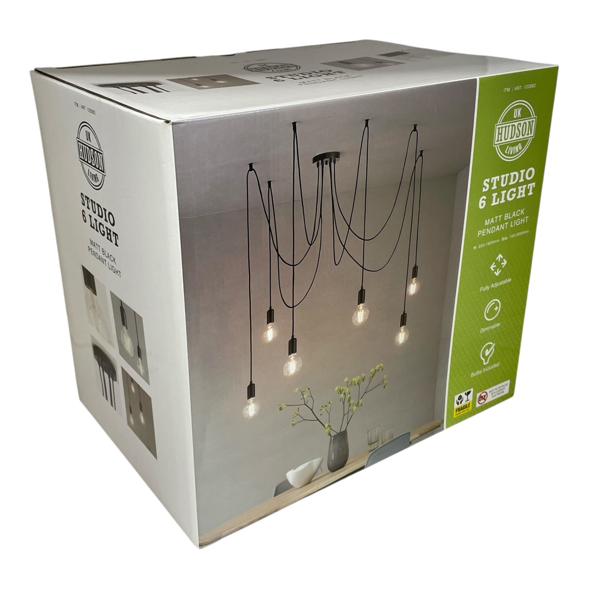 Hudson Living Studio LED Pendant Light Black - Damaged Packaging