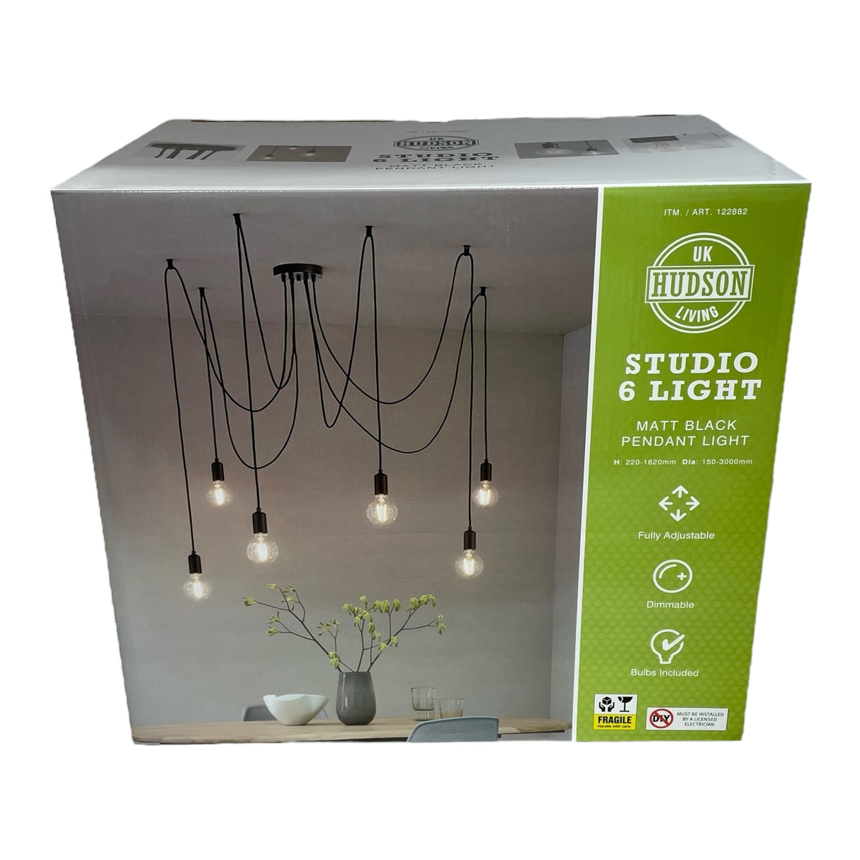 Hudson Living Studio LED Pendant Light Black - Damaged Packaging