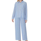 DKNY Women's 2 Piece Lightweight Woven Pyjama Set - Blue Stripe SIZE - XXL