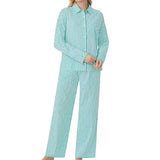 DKNY Women's 2 Piece Lightweight Woven Pyjama Set - Green Stripe SIZE - XXL