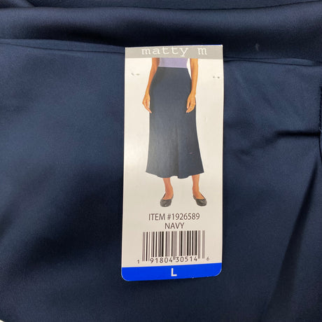 Matty M Women's Satin Midi Skirt - Navy SIZE - Large