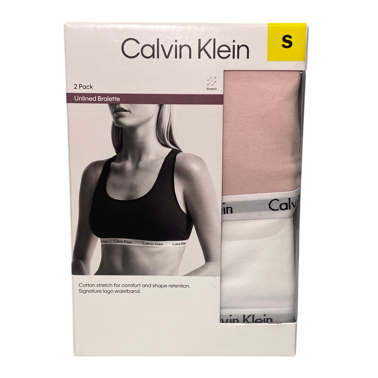 Calvin Klein 2x Women's Unlined Bralette Pink/White - Small