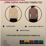 Yogalicious 2x Women's Long Sleeve Heavenly Ribbed Tee Cream/Pink SIZE - Large