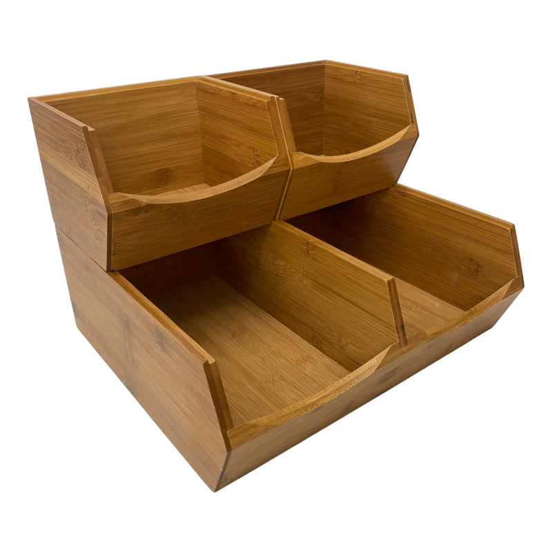 Seville Classics 3-Piece Stackable Bamboo Bin Set