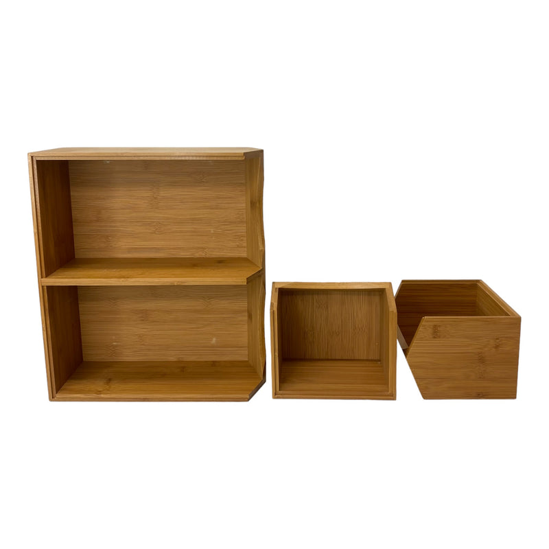 Seville Classics 3-Piece Stackable Bamboo Bin Set