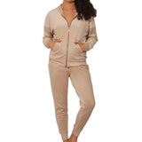 Jezebel Women's 2 Piece Velour Lounge Set - Tan SIZE - Extra Large
