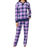 Nautica Women's 2 Piece Fleece Pyjama Set - Purple Plaid SIZE - XXL