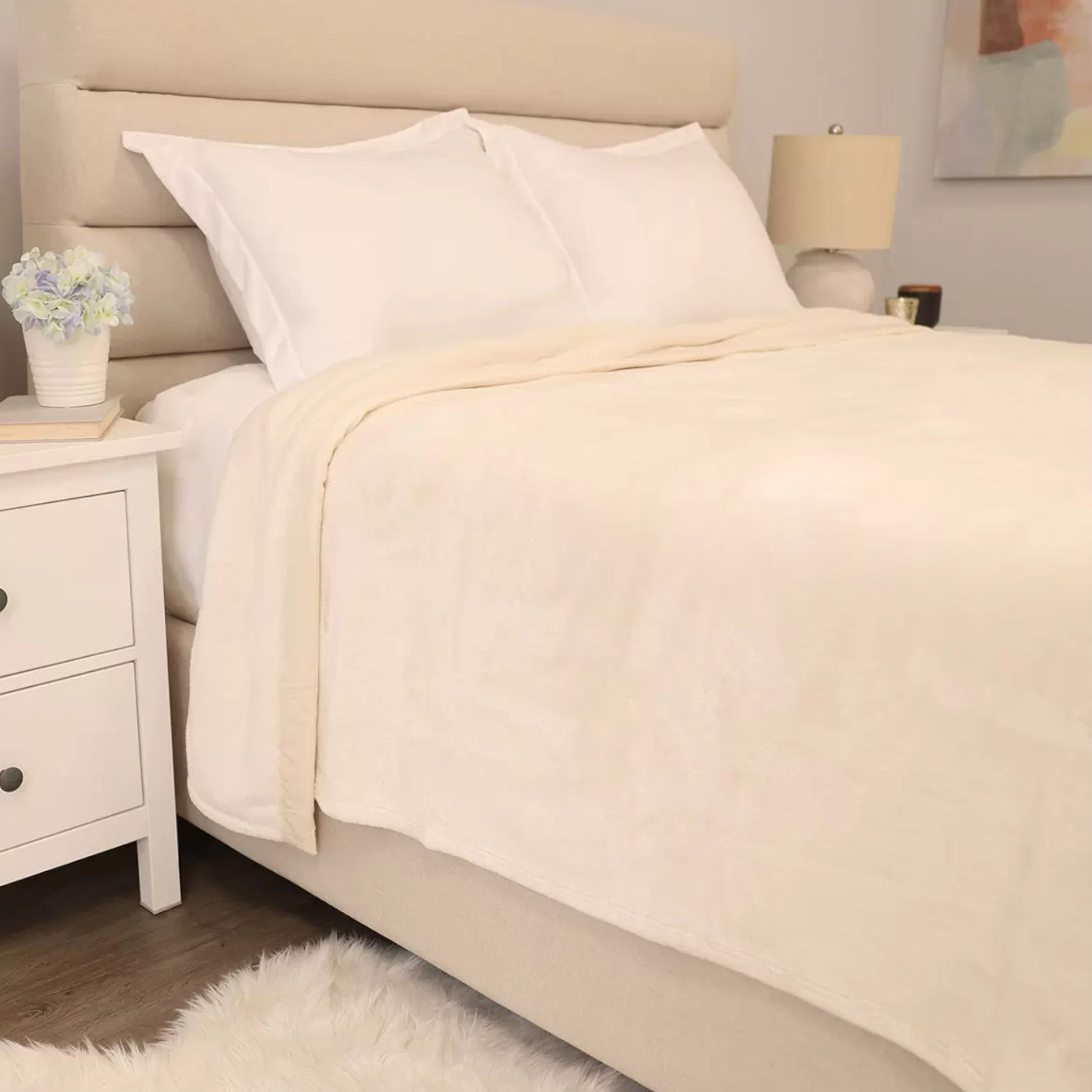 Nemcor Large Plush Throw Blanket - Sand