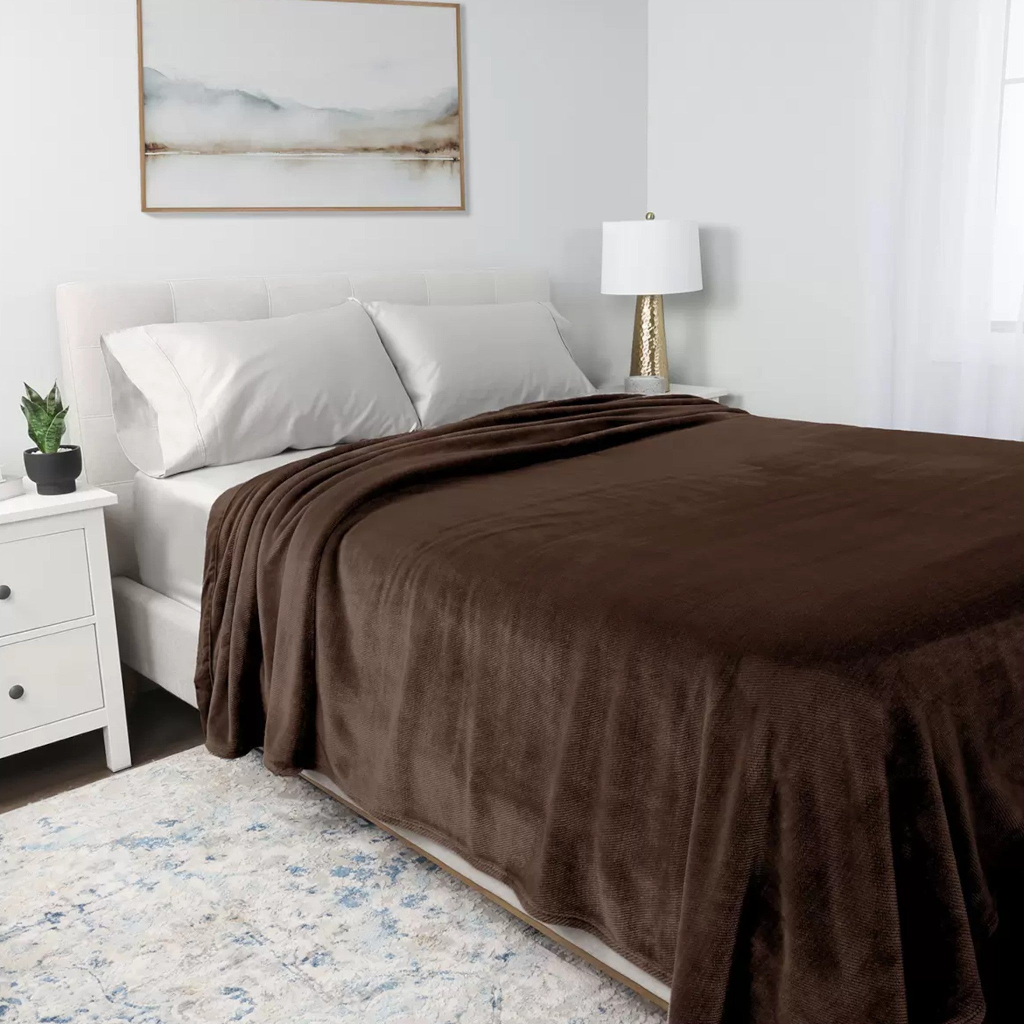 Nemcor Large Plush Throw Blanket - Brown