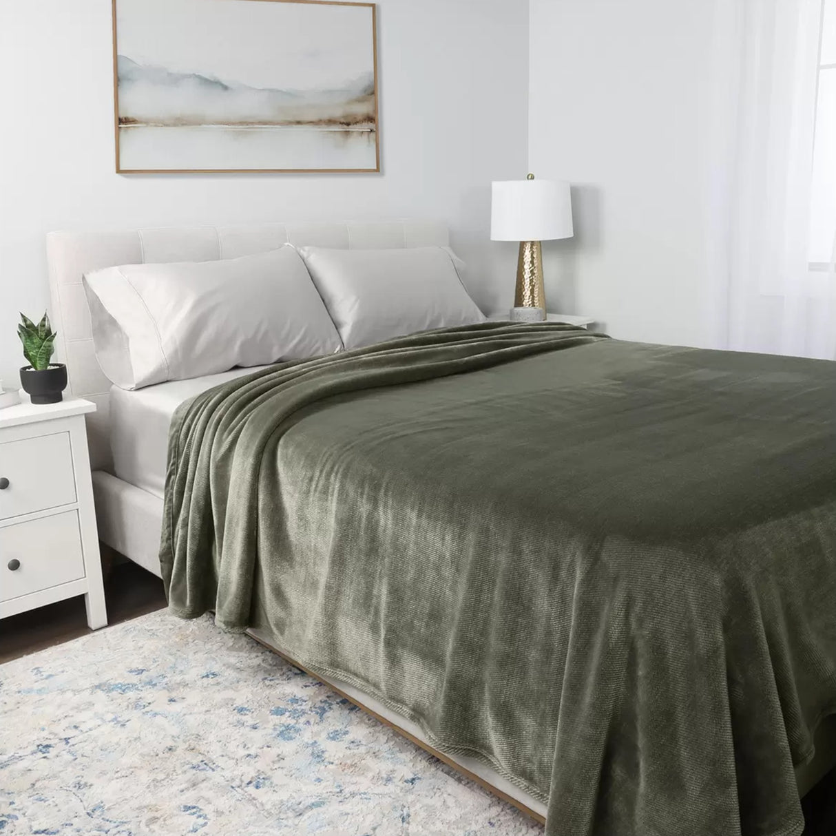 Nemcor Plush Blanket - King - Green