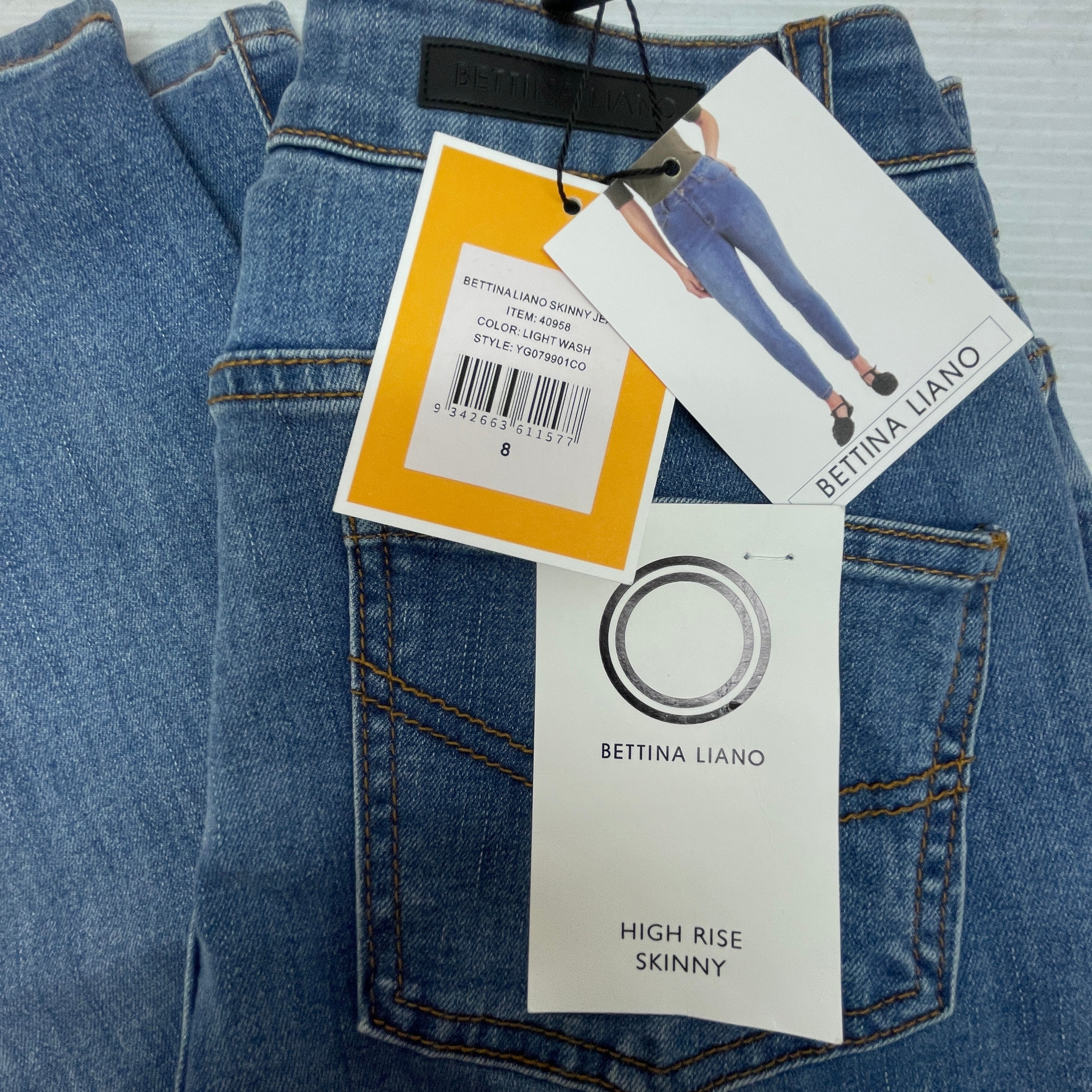 Bettina Liano Women's High Rise Skinny Jean - Light Wash SIZE - 8