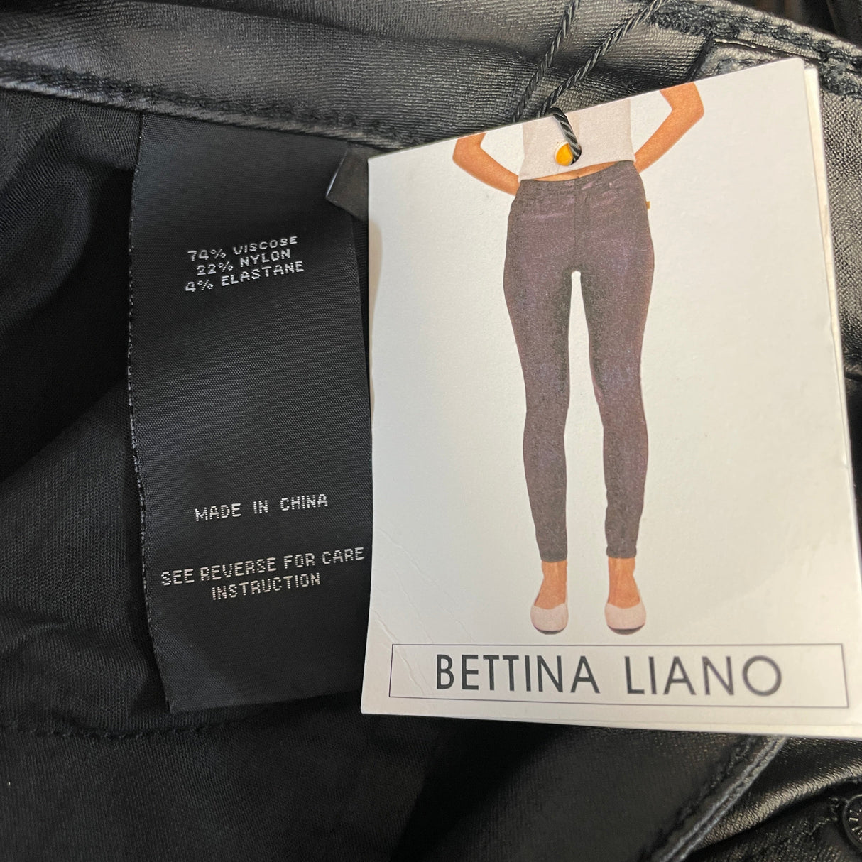 Bettina Liano Women's High Rise PU Coated Skinny Jean - Black