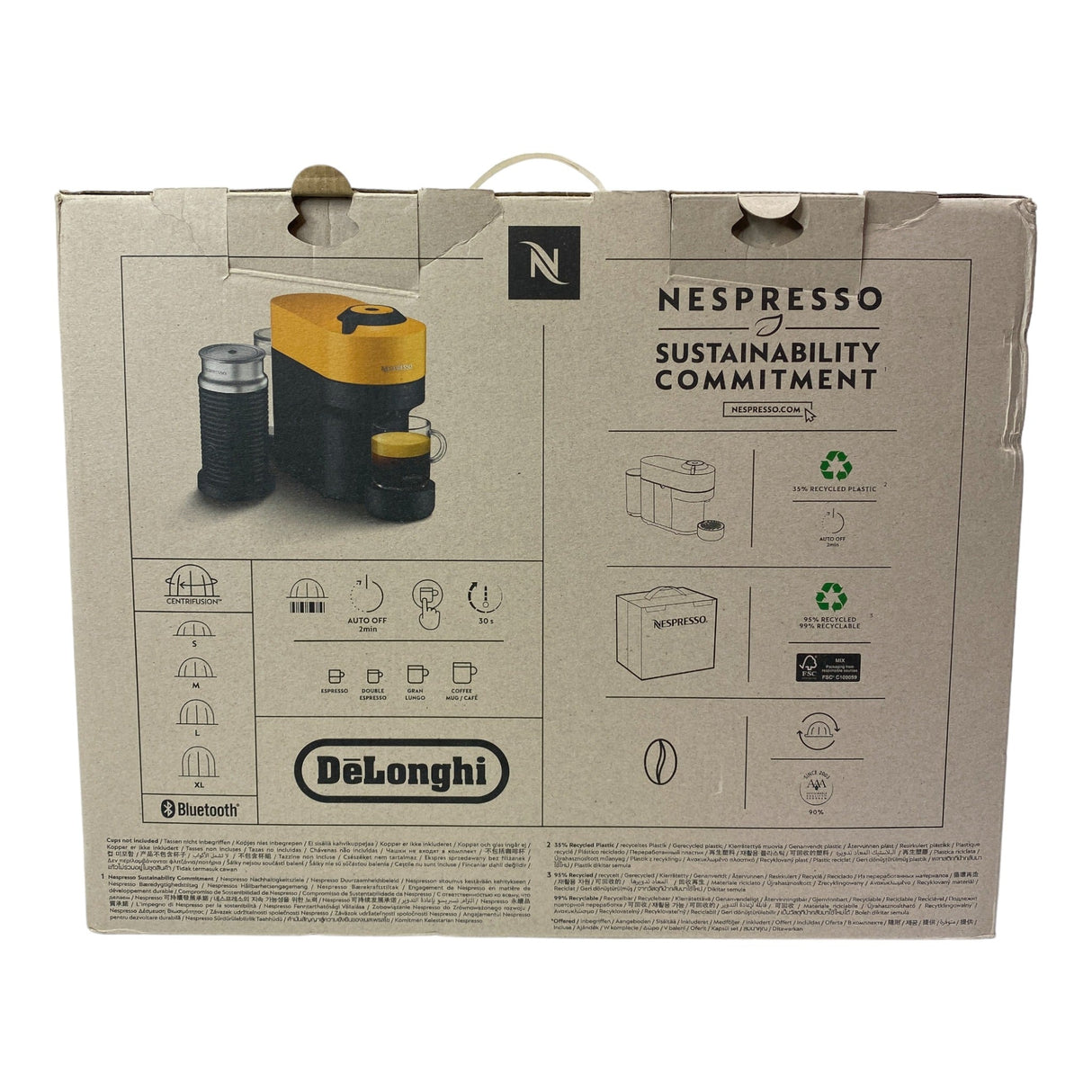 DeLonghi Nespresso Vertuo Pop Capsule Coffee Machine with Aeroccino 3 - Black