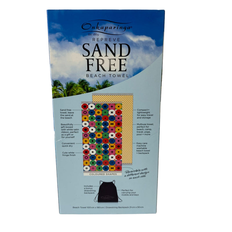 Onkaparinga Repreve Reversible Sand Free Beach Towel With Drawstring Backpack