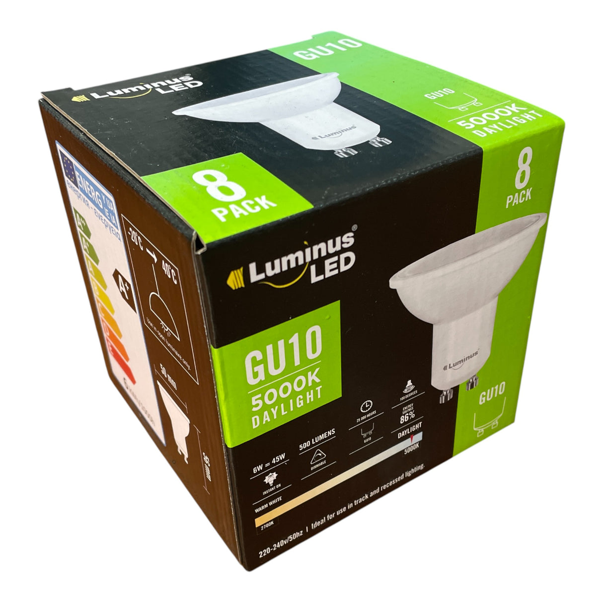 Luminus 8x GU10 5000K Daylight LED Light Bulbs