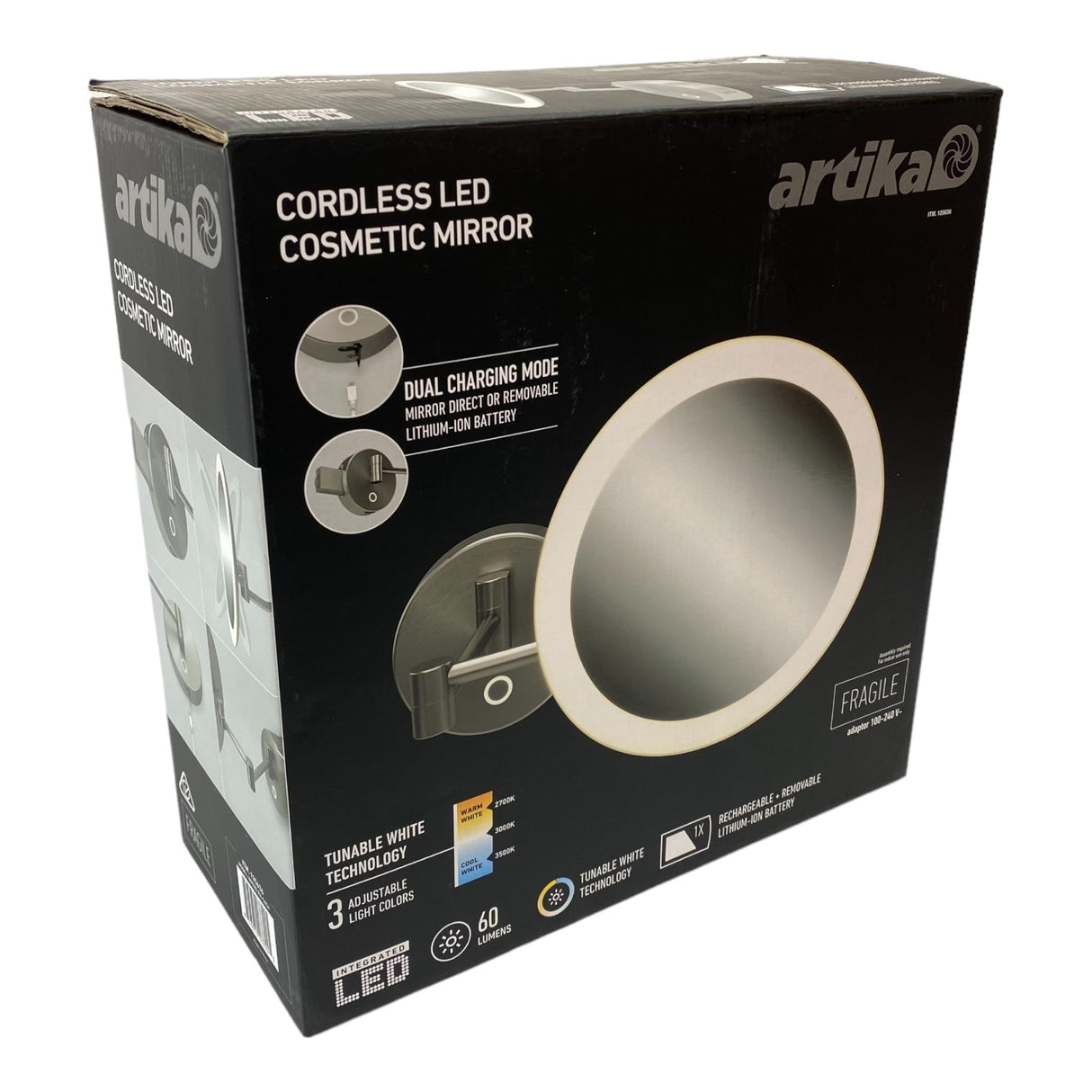 Artika Radia Stainless Steel Cordless LED Cosmetic Mirror
