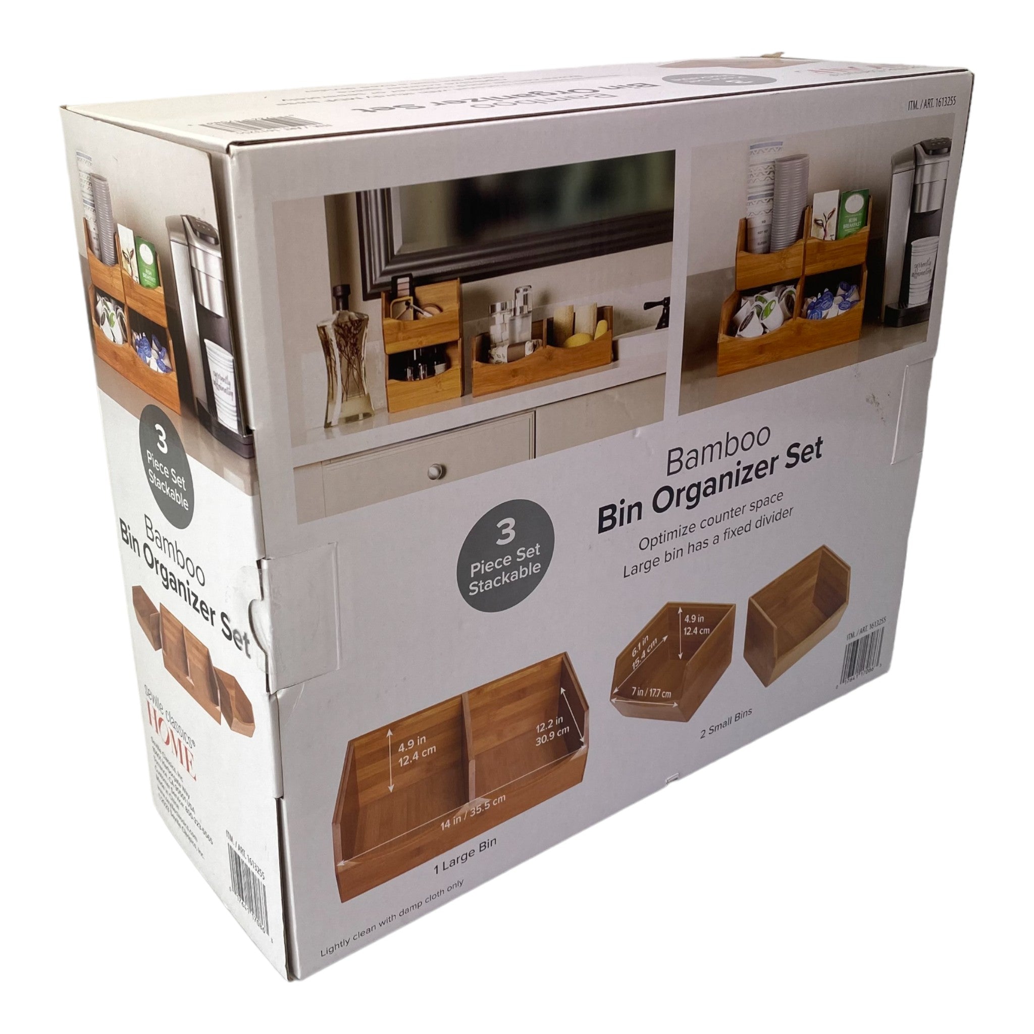 Seville Classics Bamboo Bin Organiser Set