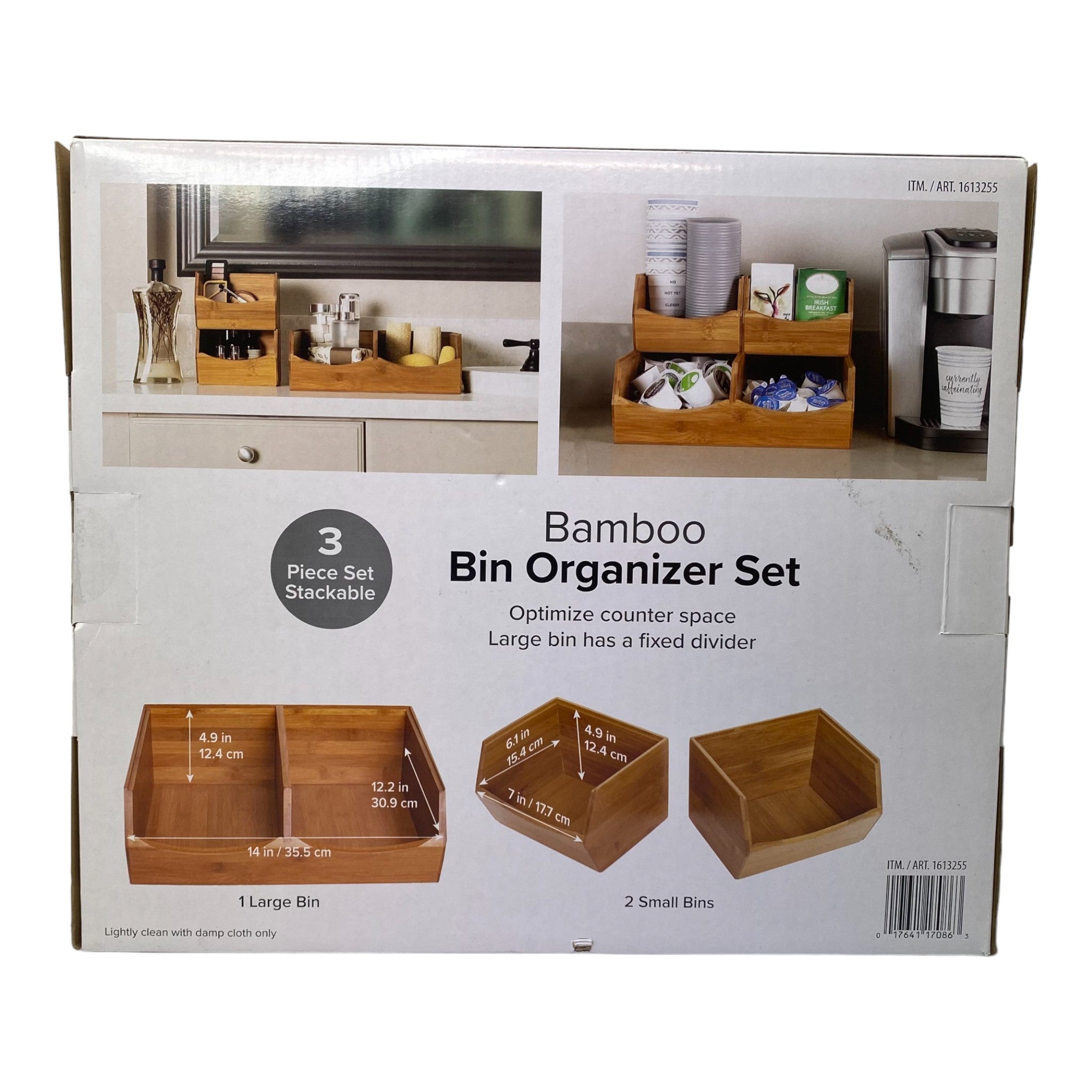 Seville Classics Bamboo Bin Organiser Set