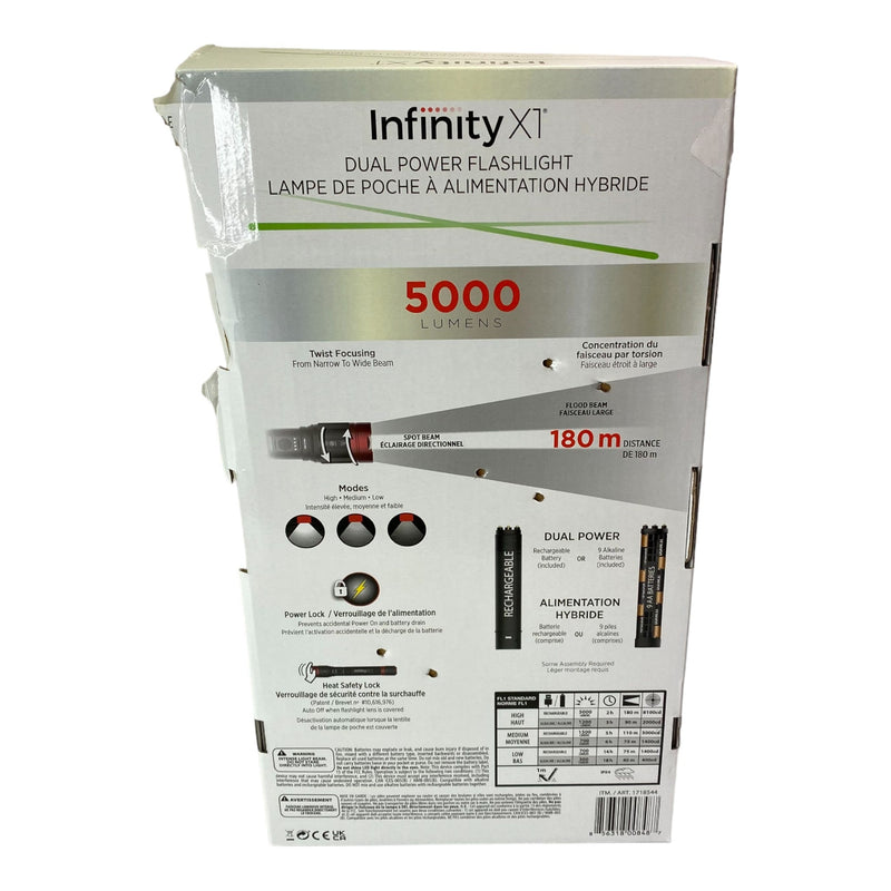 Infinity 5000 Lumens X1 Dual Power Rechargeable Flashlight