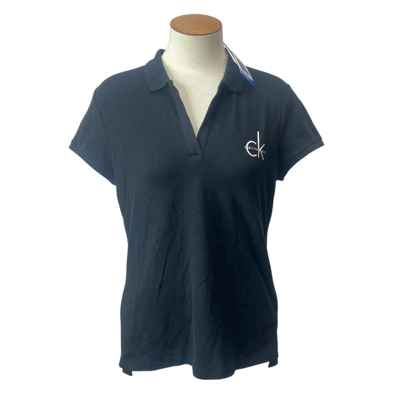 Calvin Klein Women's Classic V Neck Polo Shirt SIZE - Large