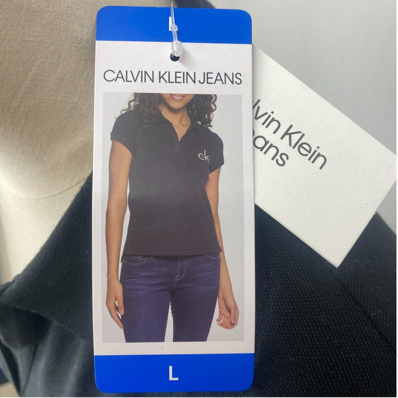 Calvin Klein Women's Classic V Neck Polo Shirt SIZE - Large