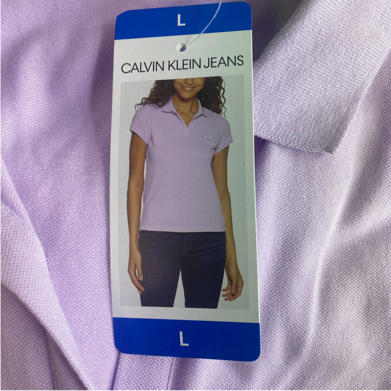 Calvin Klein Women's Classic V Neck Polo Shirt SIZE - Large