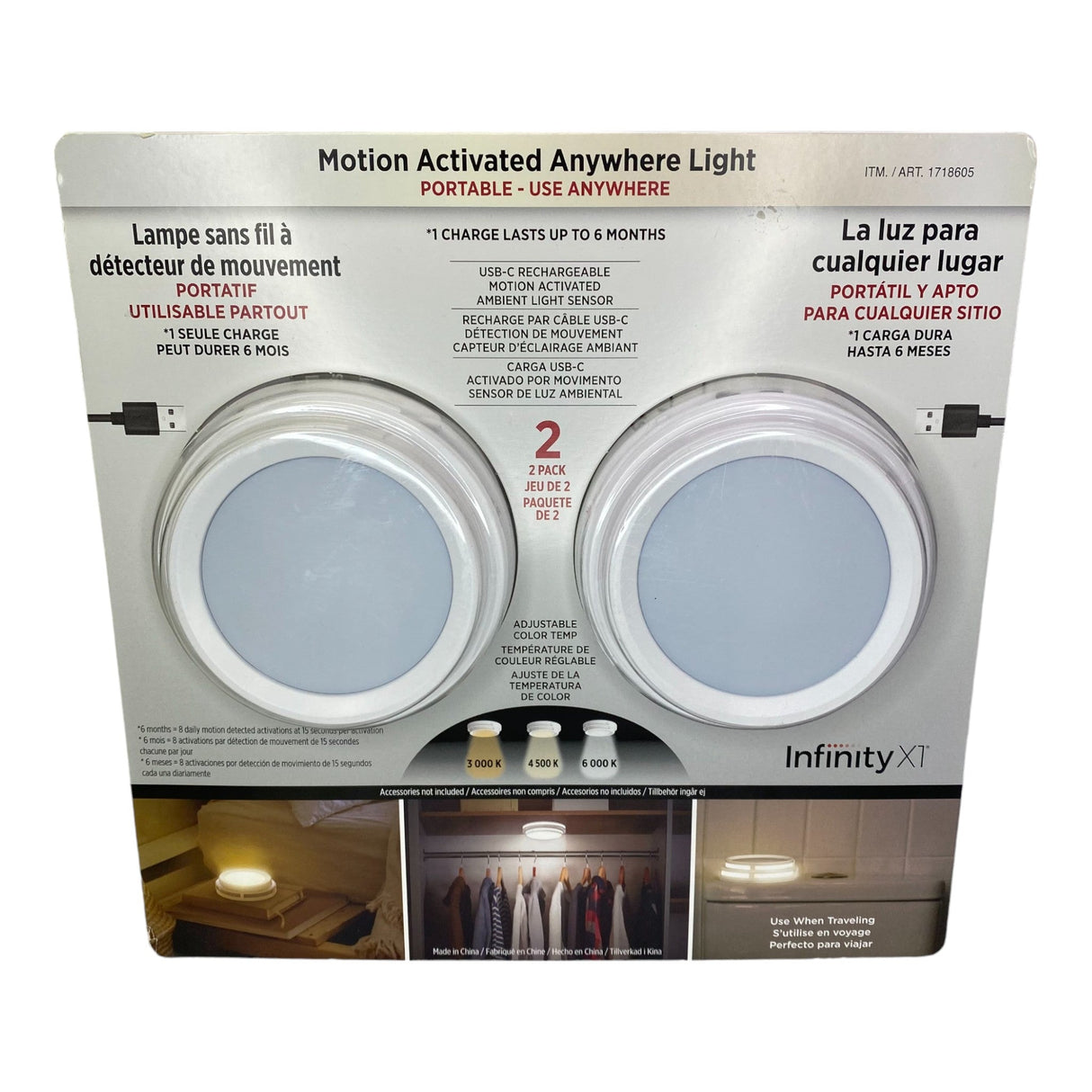 Infinity X1 Portable Aluminium Under Cabinet Light Anywhere 2 Pack