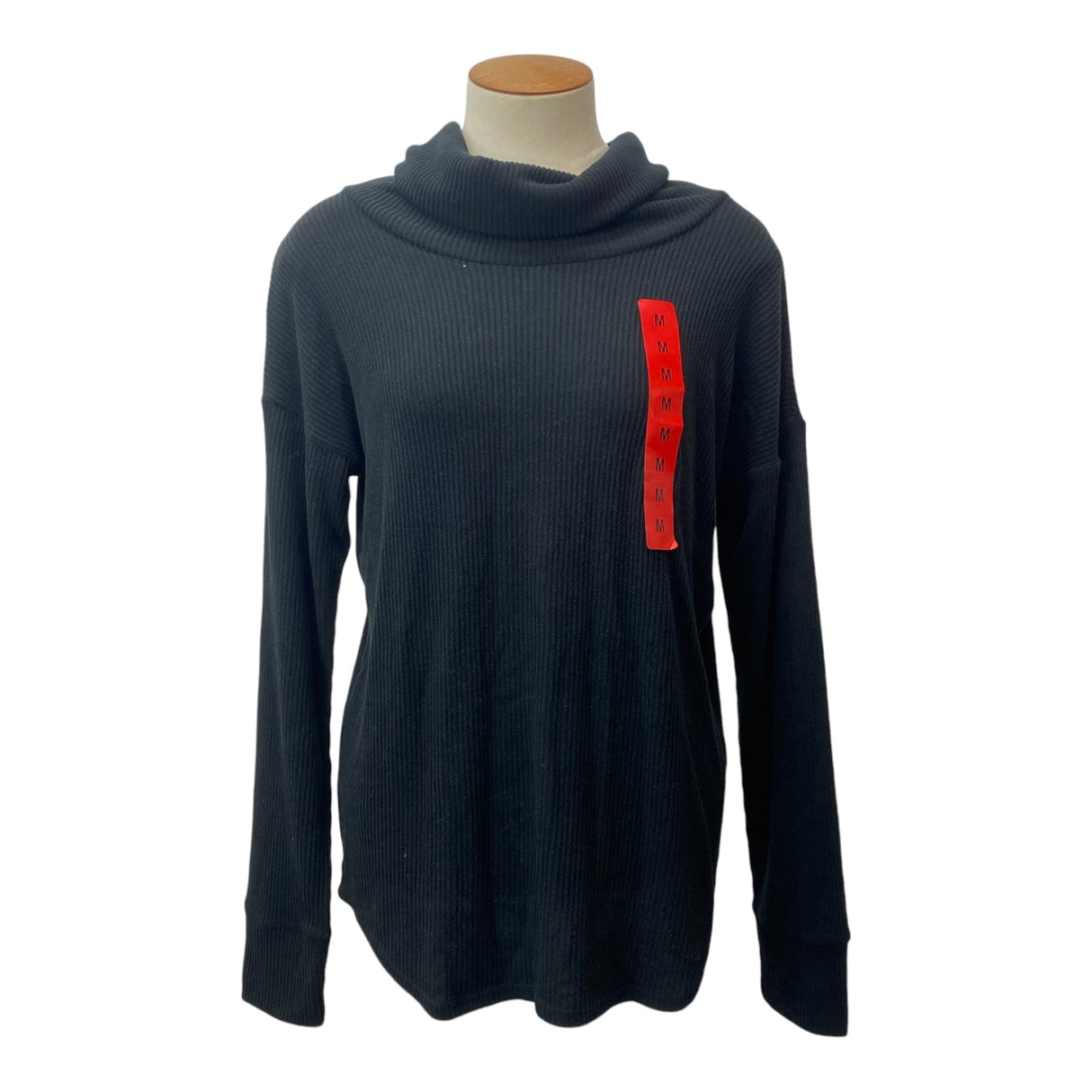 Max & Mia Women's Cozy Ribbed Cowl Neck Tunic Sweater - Black