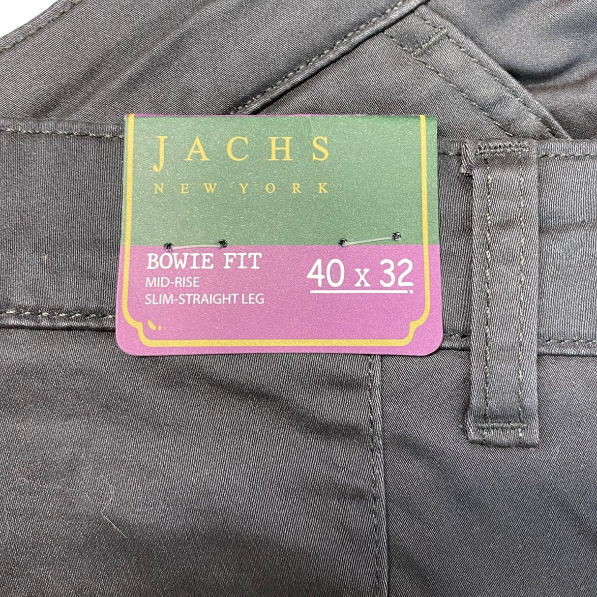 Jachs Men's Bowie Fit Mid-Rise Stretch Slim Straight Leg Pants - Size 40x32