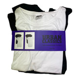 Urban Classics 2x Ladies Extended Shoulder Tee - Black & White