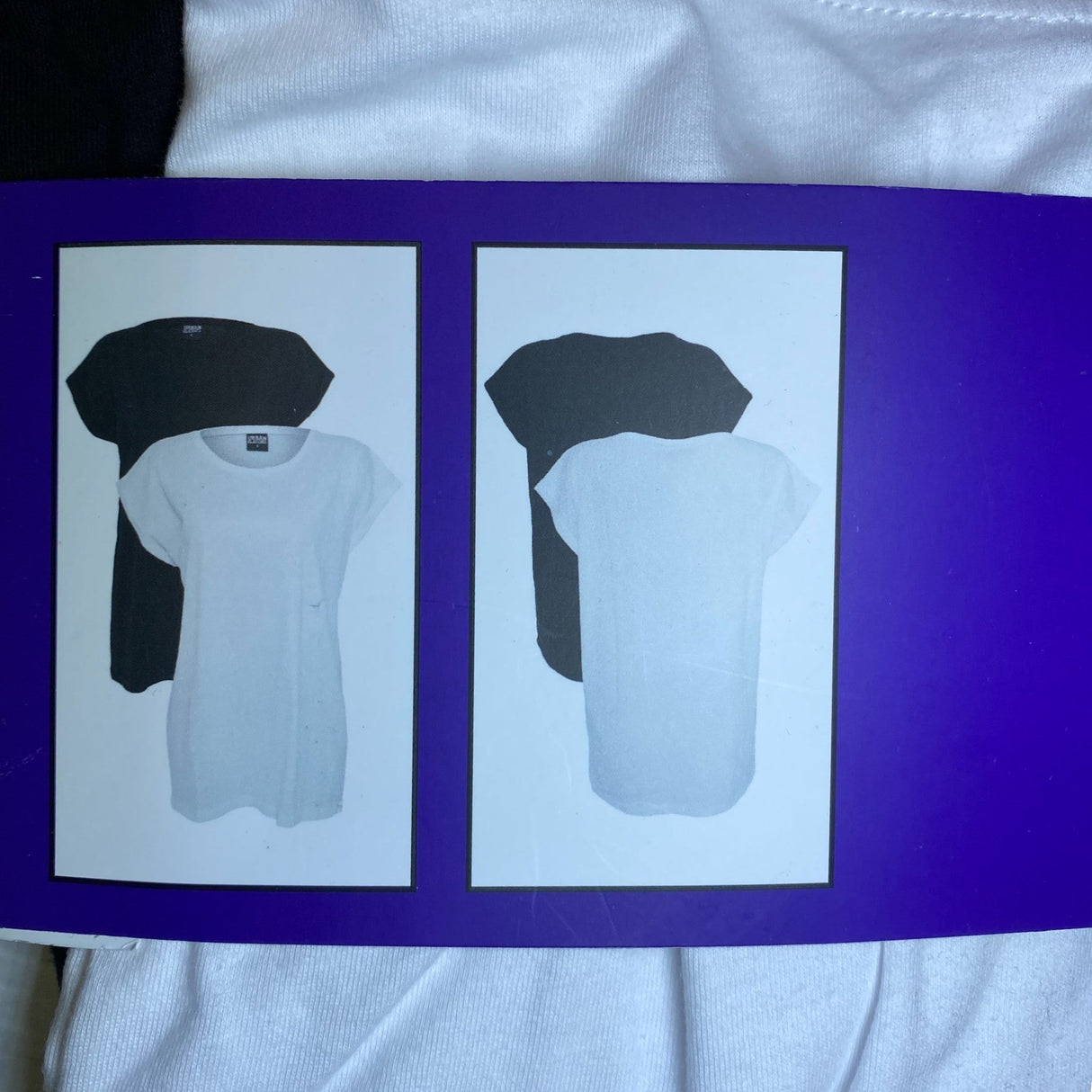 Urban Classics 2x Ladies Extended Shoulder Tee - Black & White