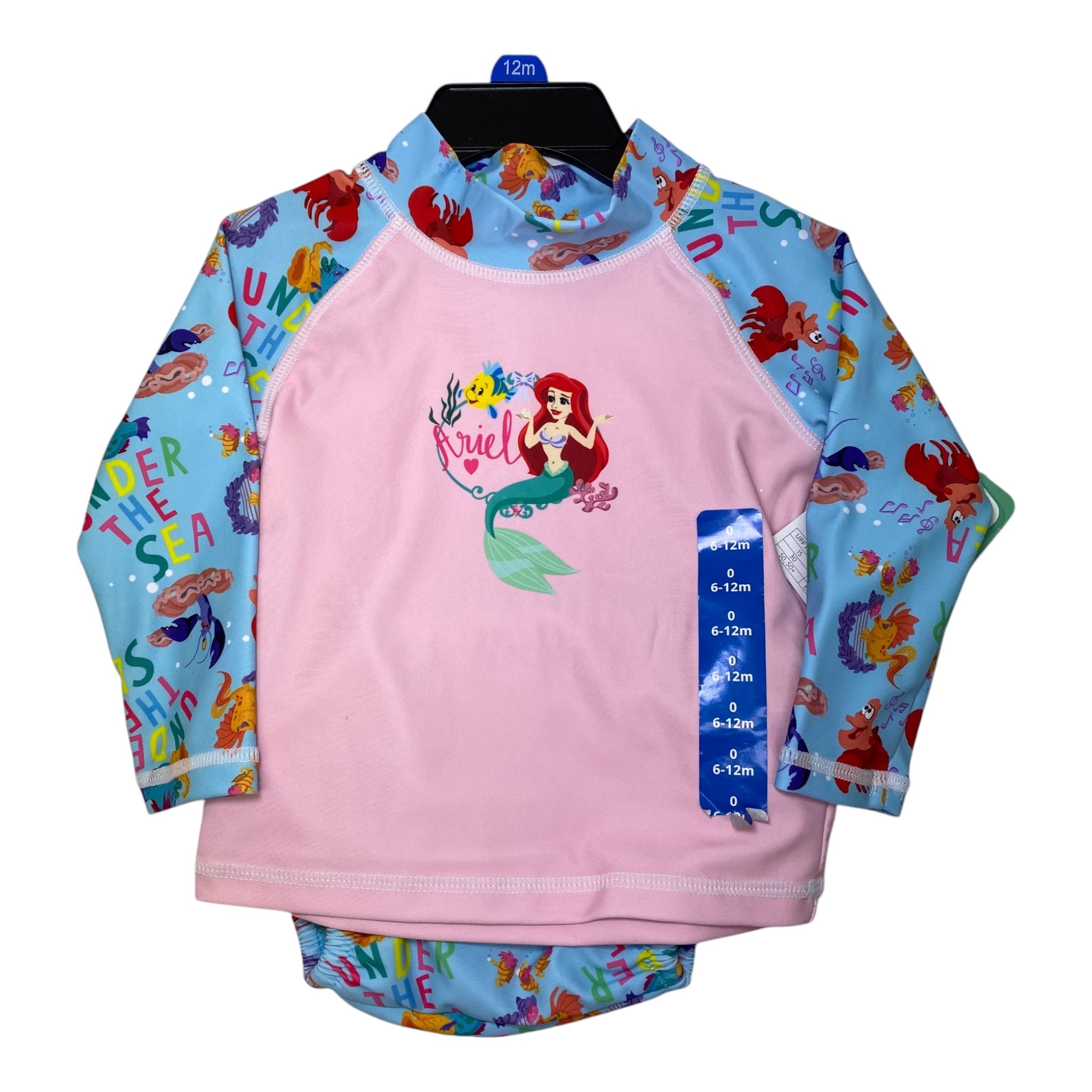 Disney Girls The Little Mermaid 2 Piece Swim Set - Size 0/6-12M