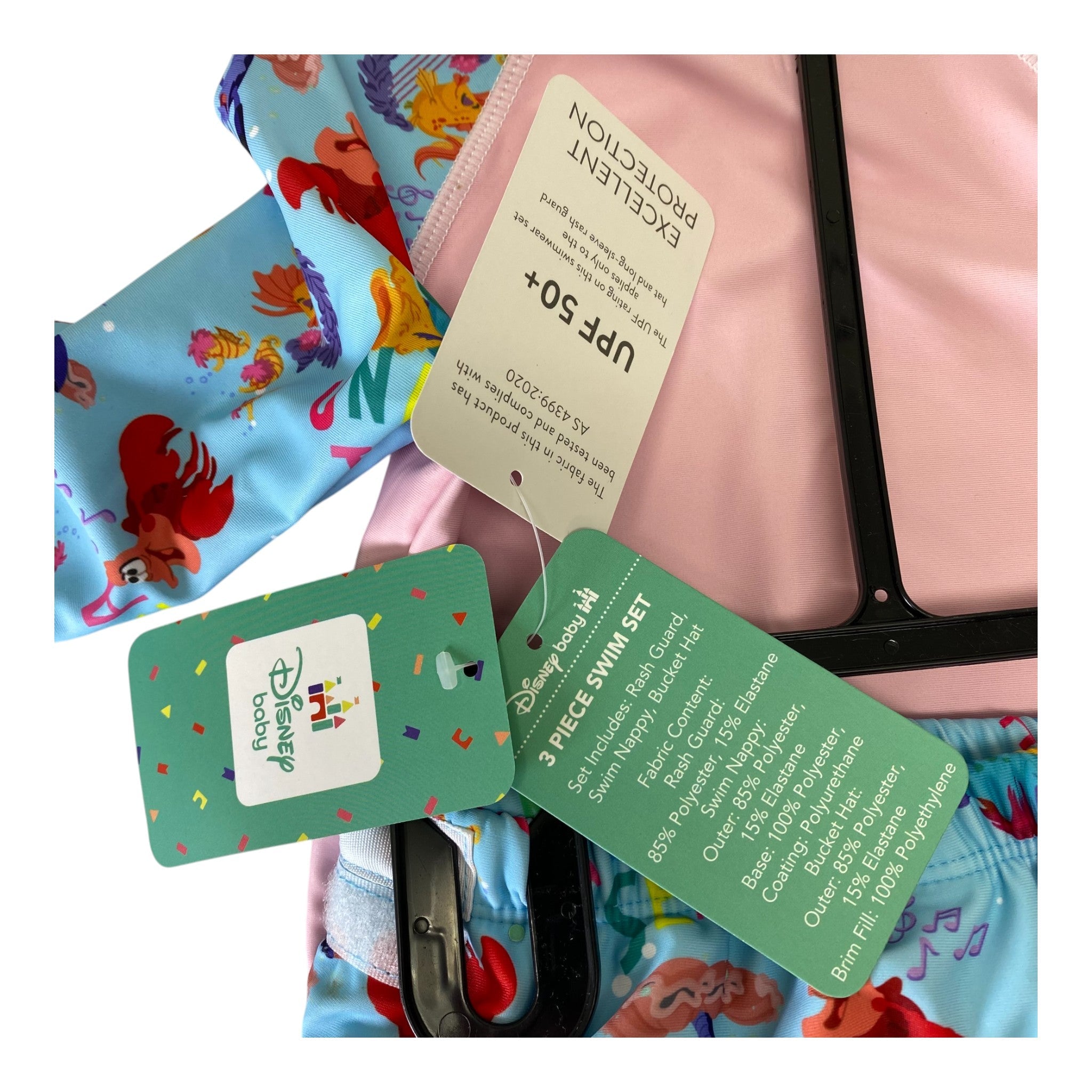 Disney Girls The Little Mermaid 2 Piece Swim Set - Size 0/6-12M