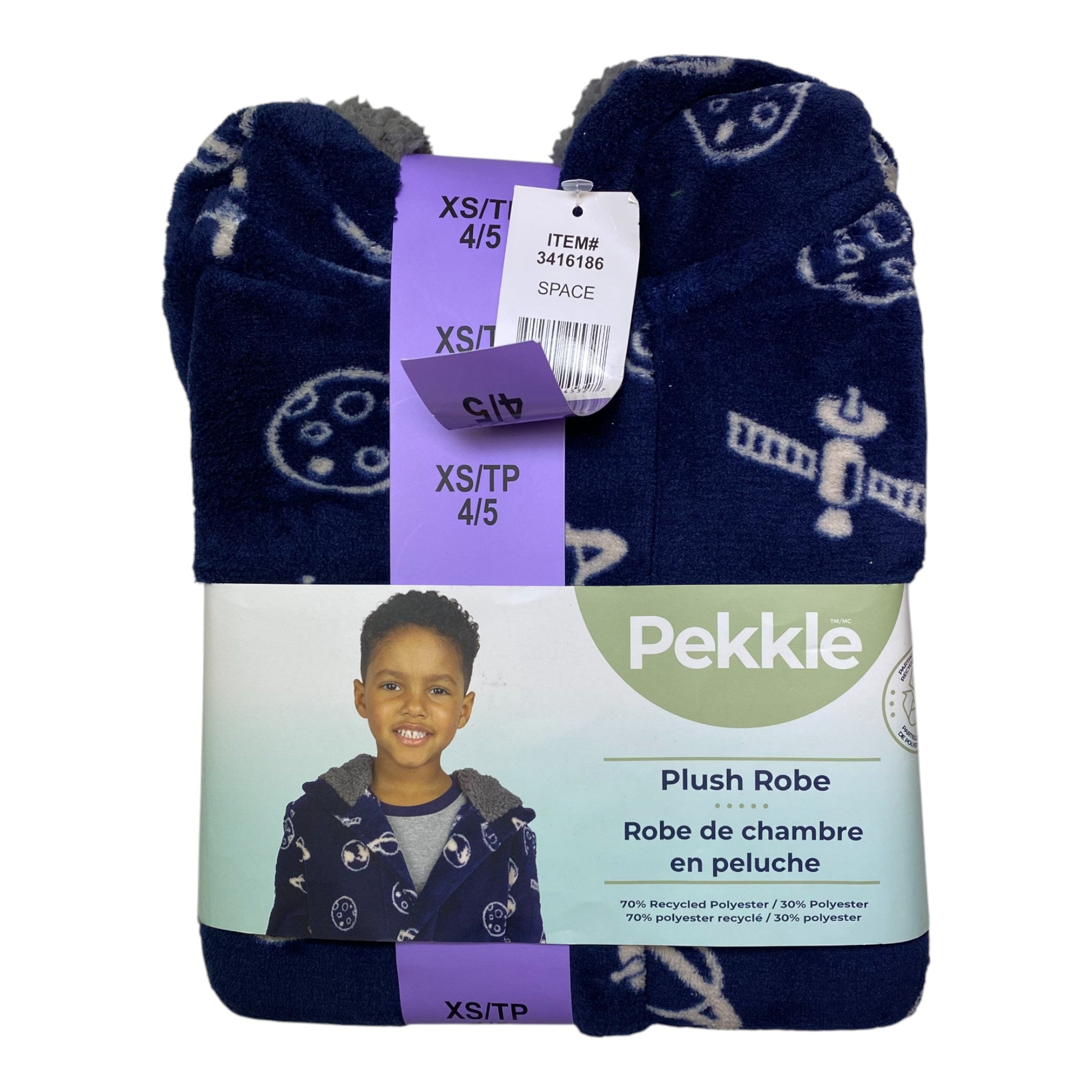 Pekkle Boys Space Plush Robe - Size XS/TP - 4/5